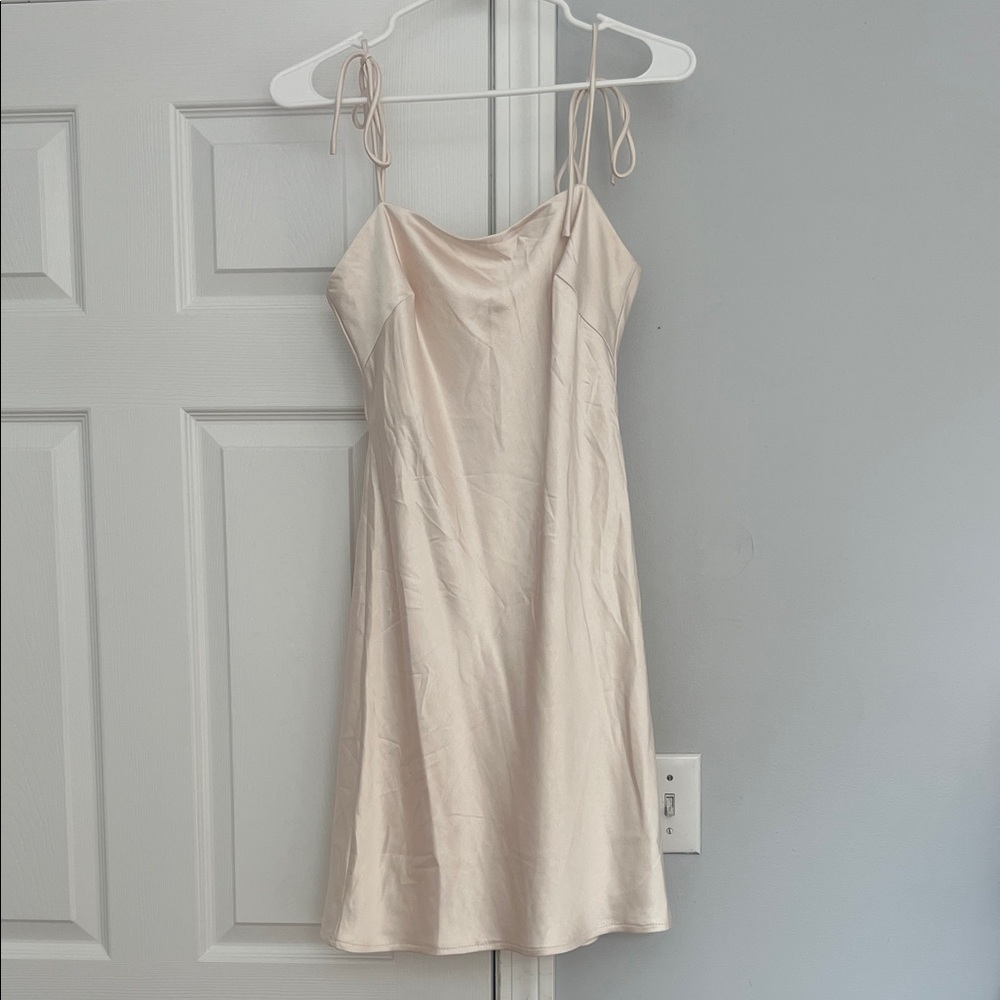 Princess Polly Cream Satin Mini Dress
